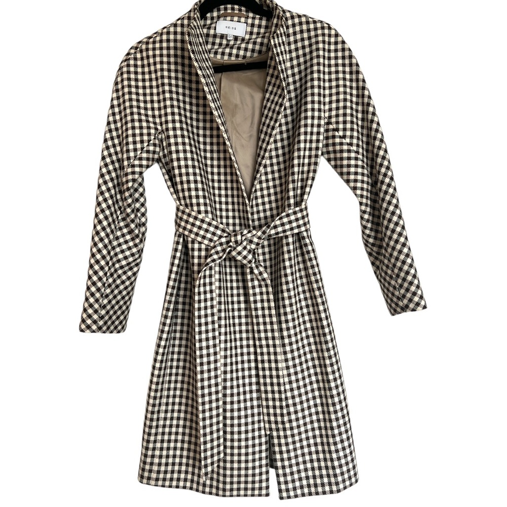 Reiss Plaid Trench coat with tie - never worn - size 2